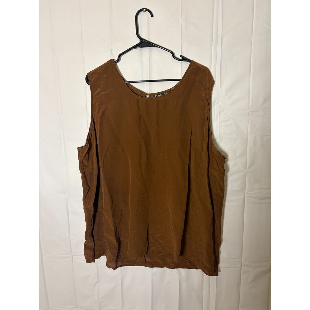 Rebecca Jones 100% Silk Tank Top Brown Rust Sleeveless Blouse Plus Size 4X